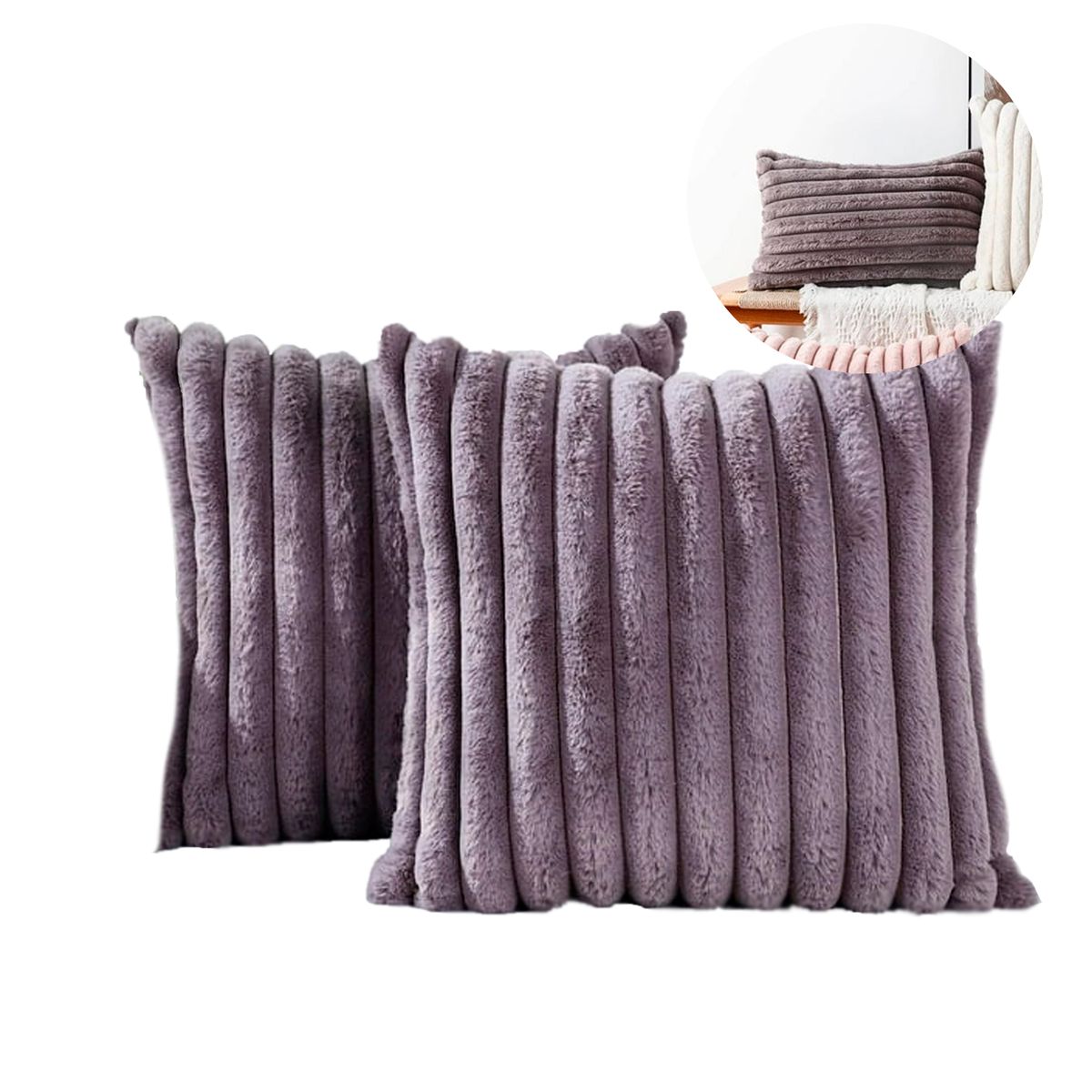 GENERICO - Funda Para Cojín Terciopelo Líneas 45x45 Color Gris