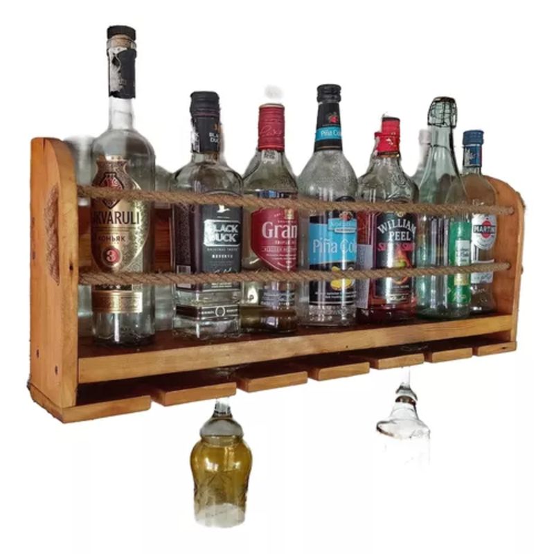 GENERICO - Cava Colgante De Madera Para Vinos Estilo Rústico De Pared