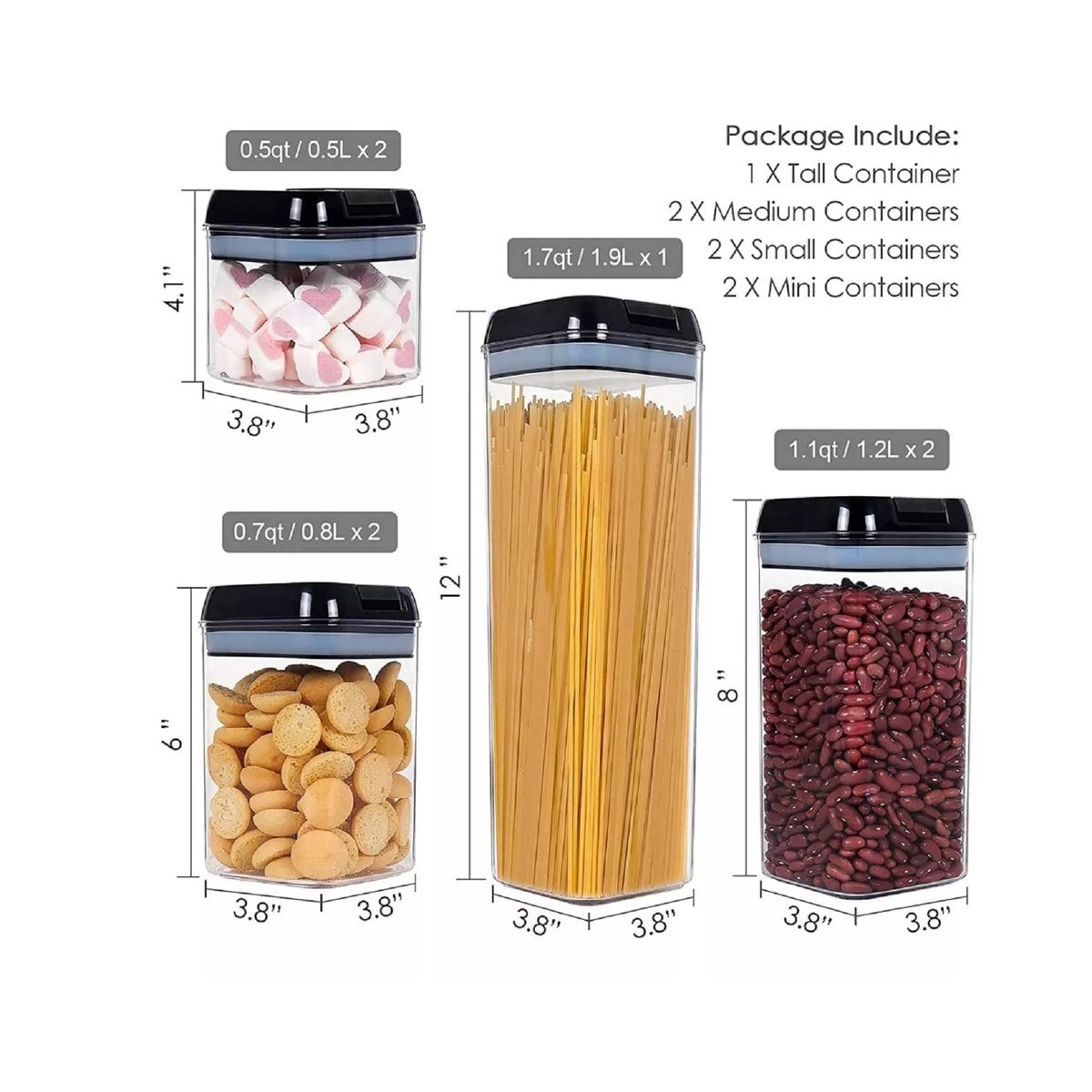 GENERICO - Set De 7 Contenedores herméticos De plástico Cocina Despensa