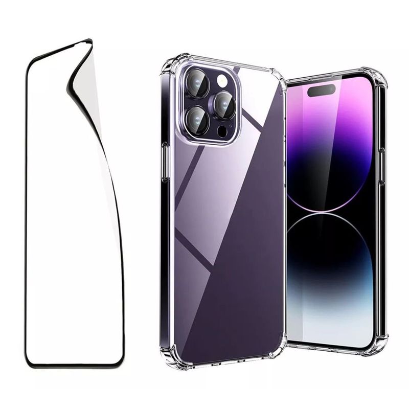 XUNDD - Kit Carcasa para iPhone 14 Pro Max Transparente + Lamina Hidrogel
