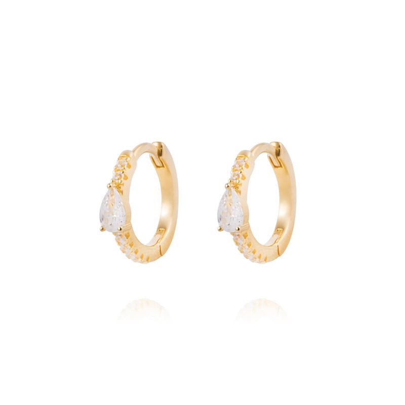 JB JOYAS BARON - Aros de Plata Esterlina 925 Argollas gota Bañado en Oro 14kt