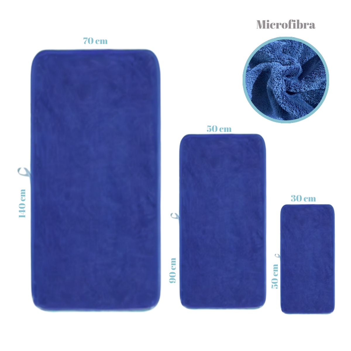 GENERICO - Pack 3 Toallas Azul Cuerpo Manos Y Cara 100% Microfibra