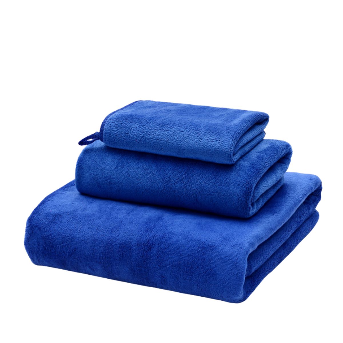 GENERICO - Pack 3 Toallas Azul Cuerpo Manos Y Cara 100% Microfibra