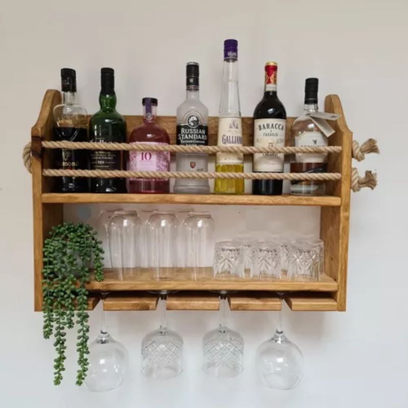 GENERICO - bar Estante Para Vino  De Madera Rustico