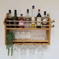 GENERICO - Bar Estante Para Vino De Madera Rustico