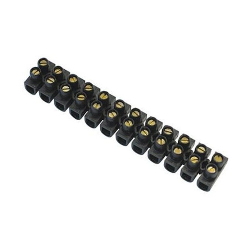 GENERICO - Regleta de Conexión 10mm Negra 12 Bornes
