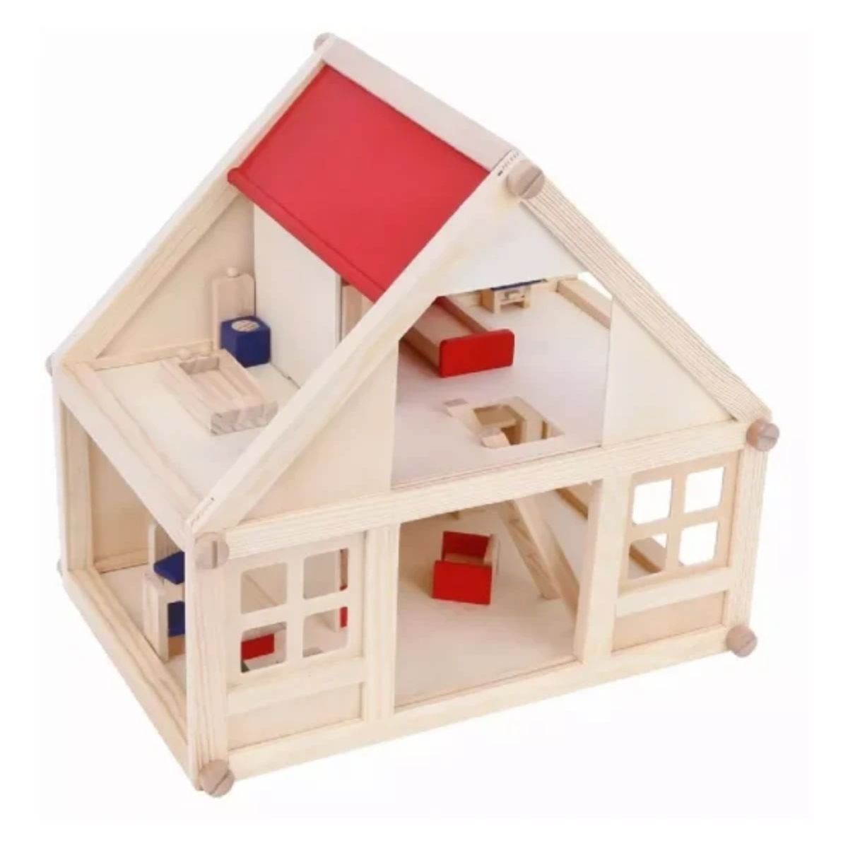 OEM - Casa De Muñecas De Madera Muebles Niñas + Set Familia Real