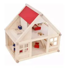 OEM - Casa De Muñecas De Madera Muebles Niñas + Set Familia Real
