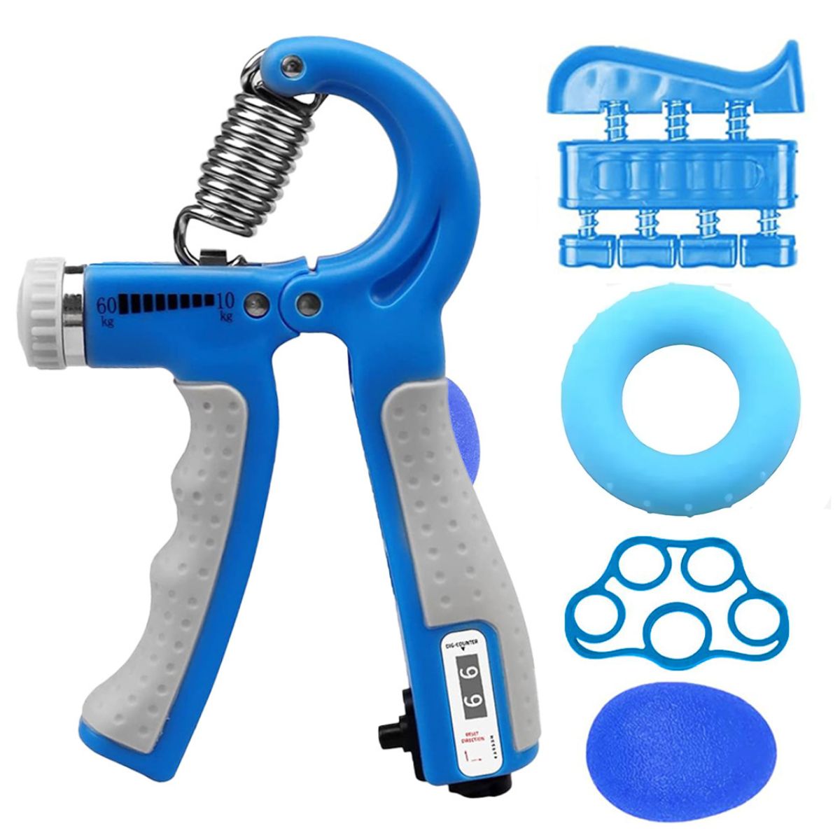 ORCUS - SET DE 5 HAND GRIP PARA MANOS-DEDOS-ANTEBRAZOS AZUL