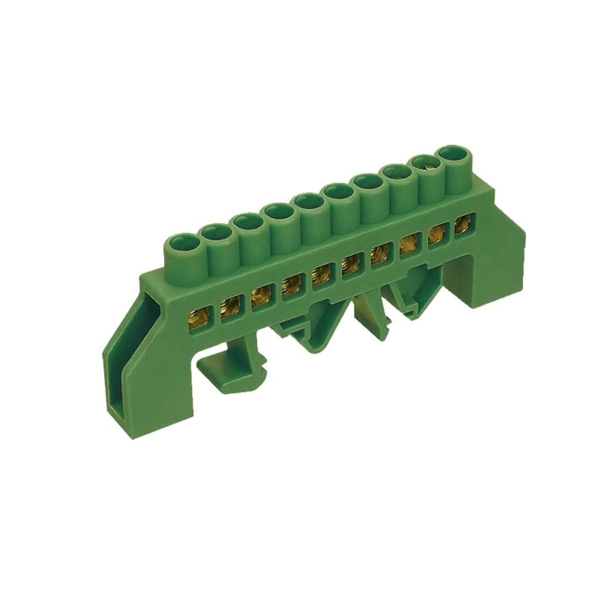 GENERICO - Regleta de Conexión Aislada a Riel DIN Verde 10 polos