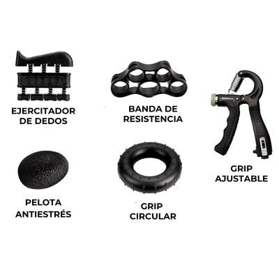 Imagen 2 del producto SET DE 5 HAND GRIP PARA MANOS-DEDOS-ANTEBRAZOS NEGRO