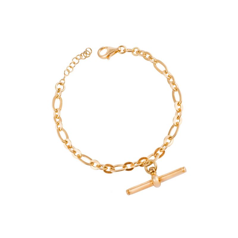 JB JOYAS BARON - Pulsera de Plata Esterlina 925 Broche palo Bañado en Oro 14kt