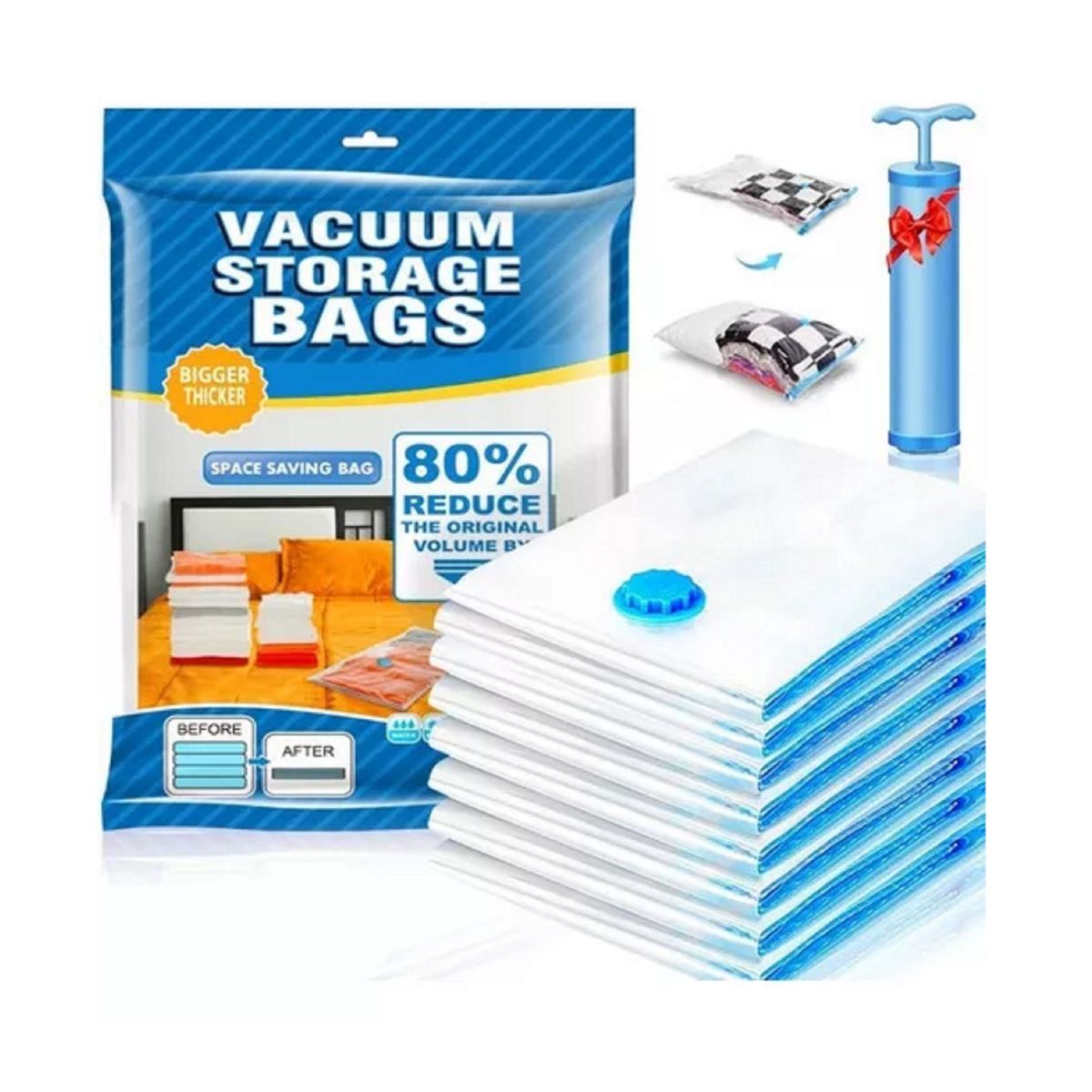 GENERICO - 8 Unidad Bolsas Organizadoras Al Vacio Con Bomba Manual