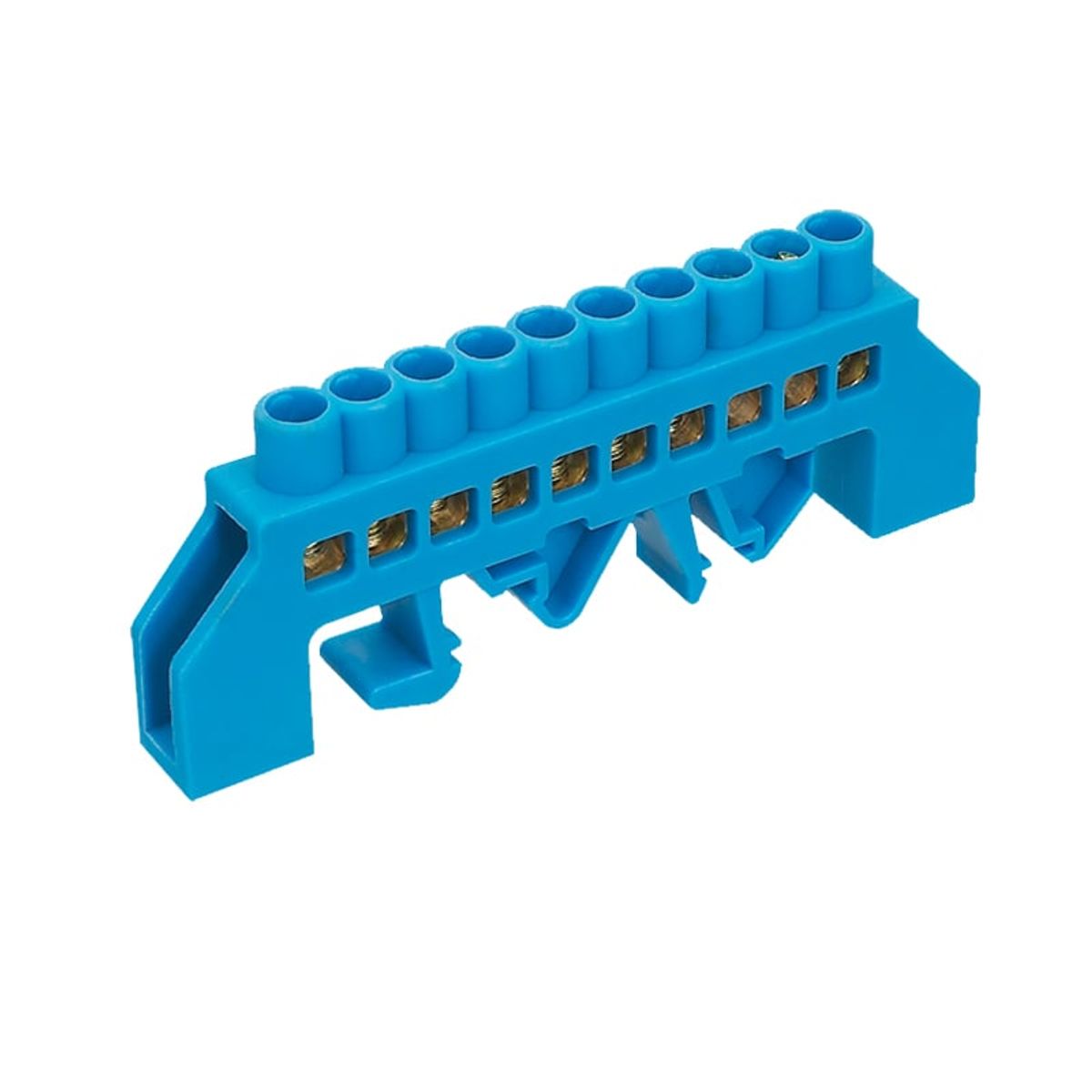 GENERICO - Regleta de Conexión Aislada a Riel DIN Azul 10 polos