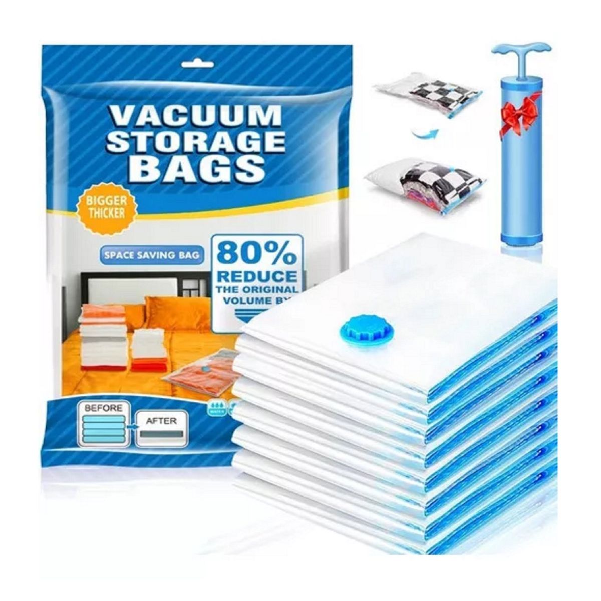 GENERICO - 8 Unidad Bolsas Organizadoras Al Vacio Con Bomba Manual