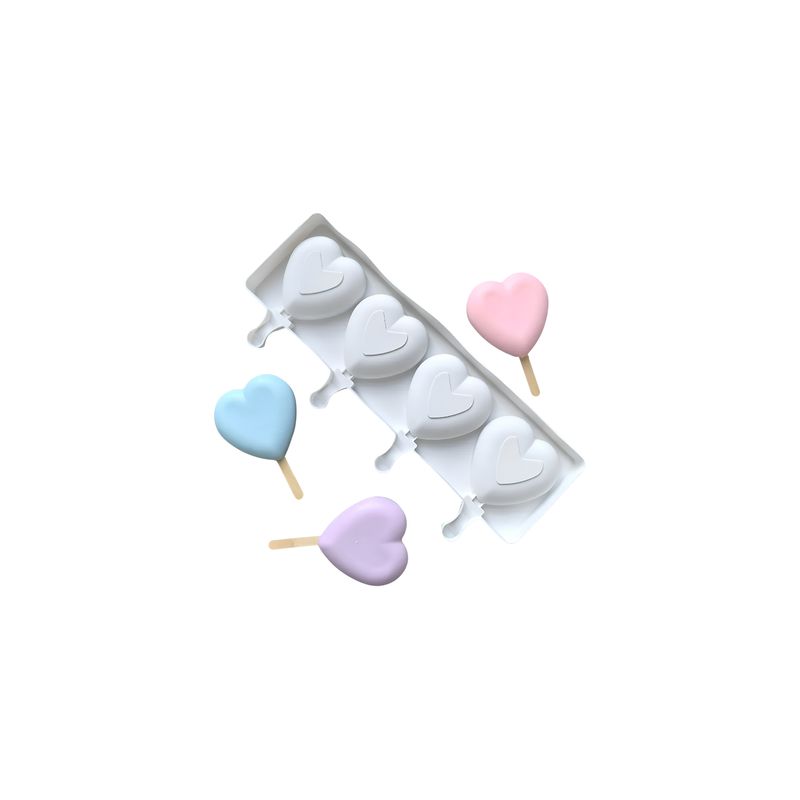 GENERICO - Moldes Para Helados Molde De Silicona Para Helado Corazon 4c