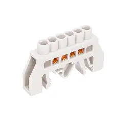 GENERICO - Regleta de Conexión Aislada a Riel DIN Blanco 6 polos