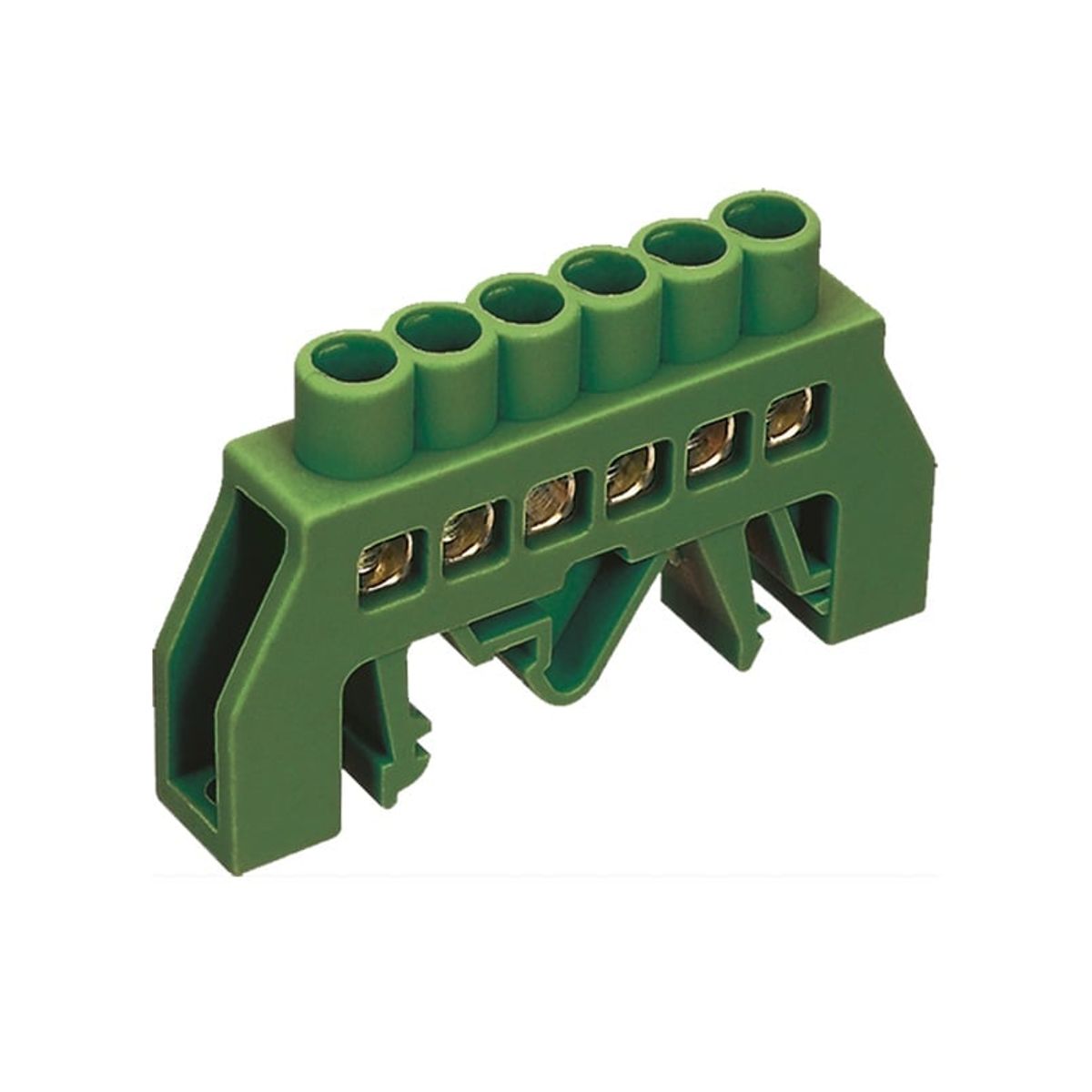 GENERICO - Regleta de Conexión Aislada a Riel DIN Verde 6 polos