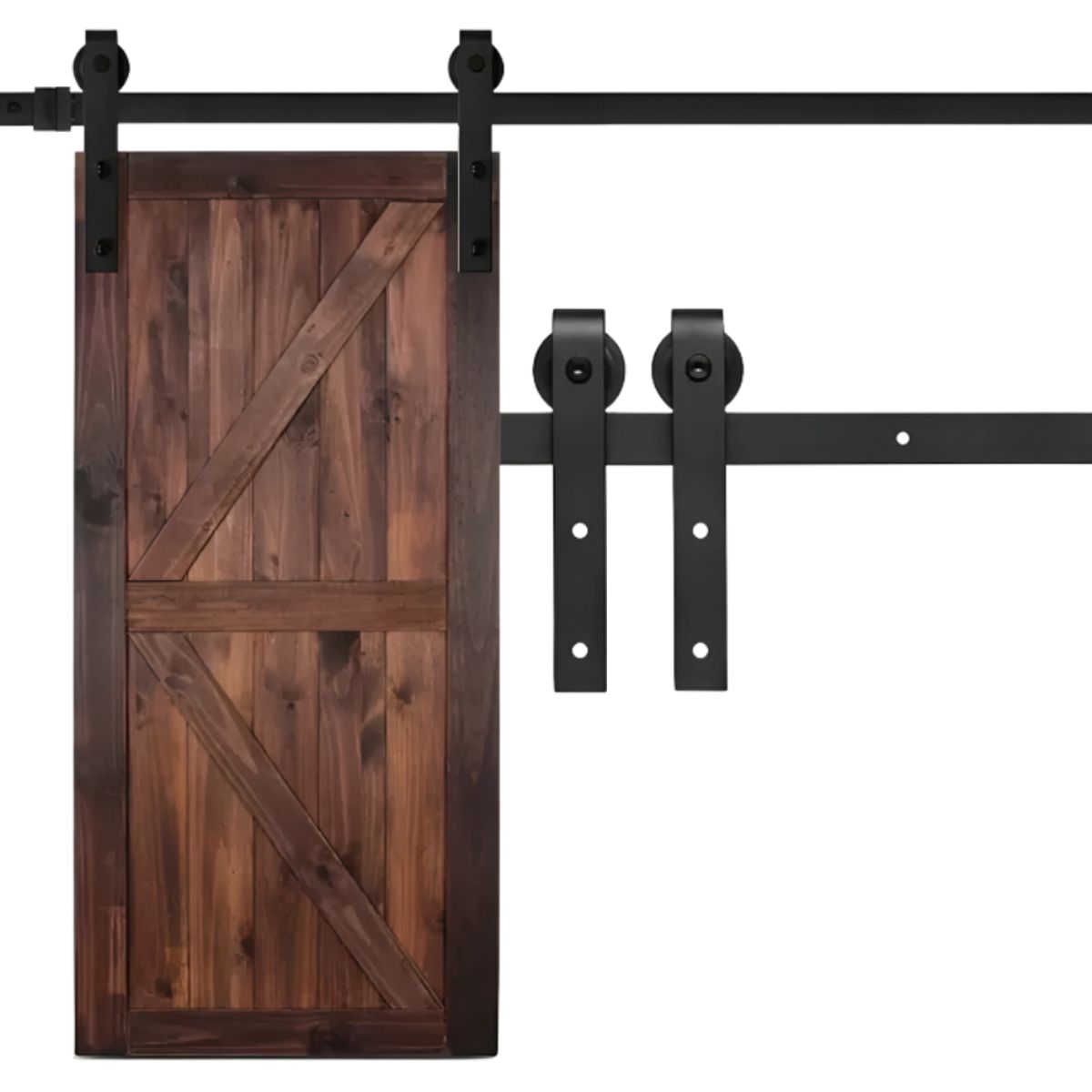 GENERICO - Kit Herraje Riel Corredera 2mt Para Colgar 1 Puerta Granero