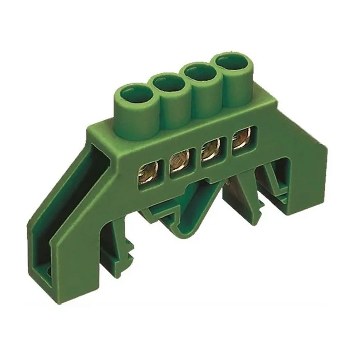 GENERICO - Regleta de Conexión Aislada a Riel DIN Verde 4 polos