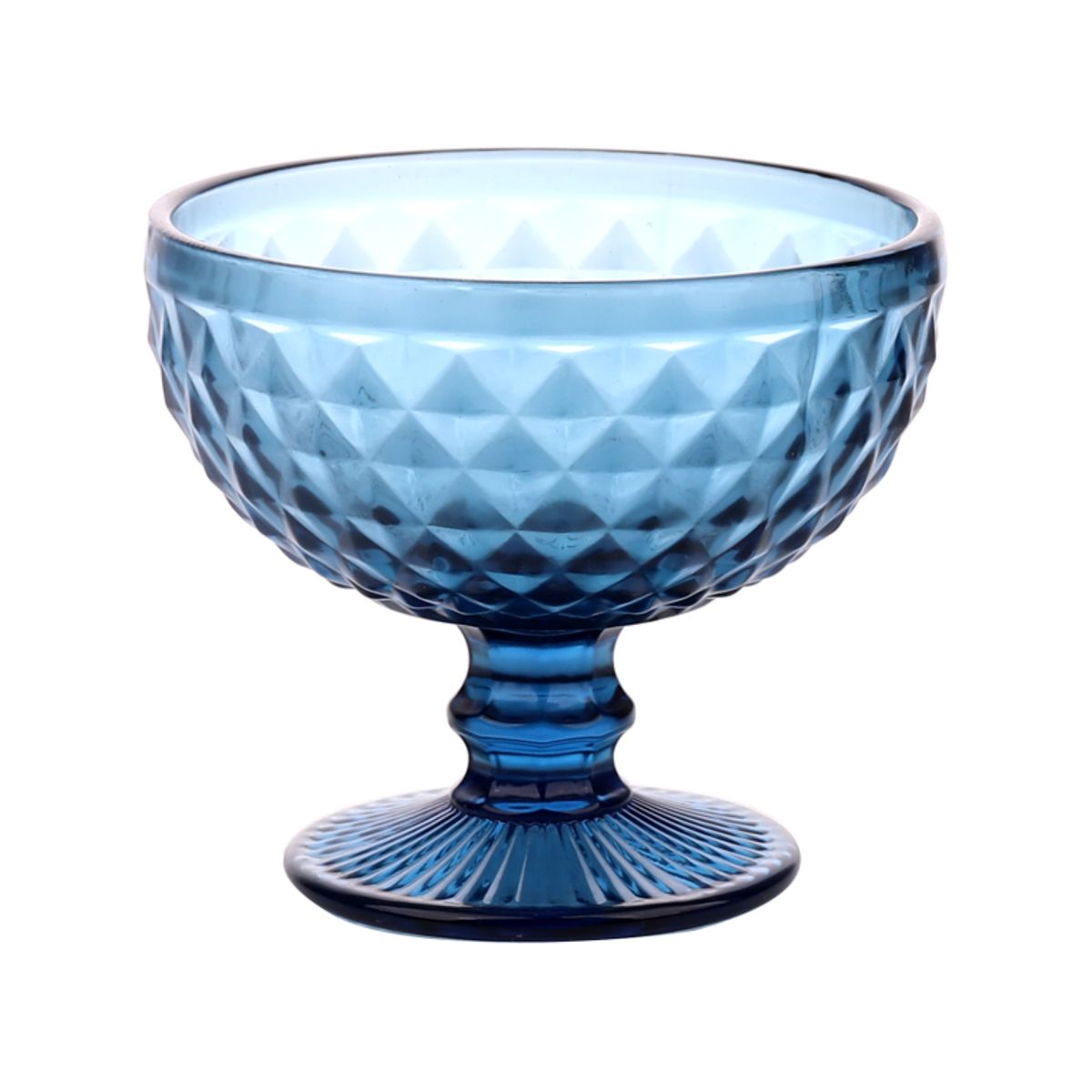 LUGANO - Set 4 Copas Helado 30cl Azul Diamante Vidrio Lugano