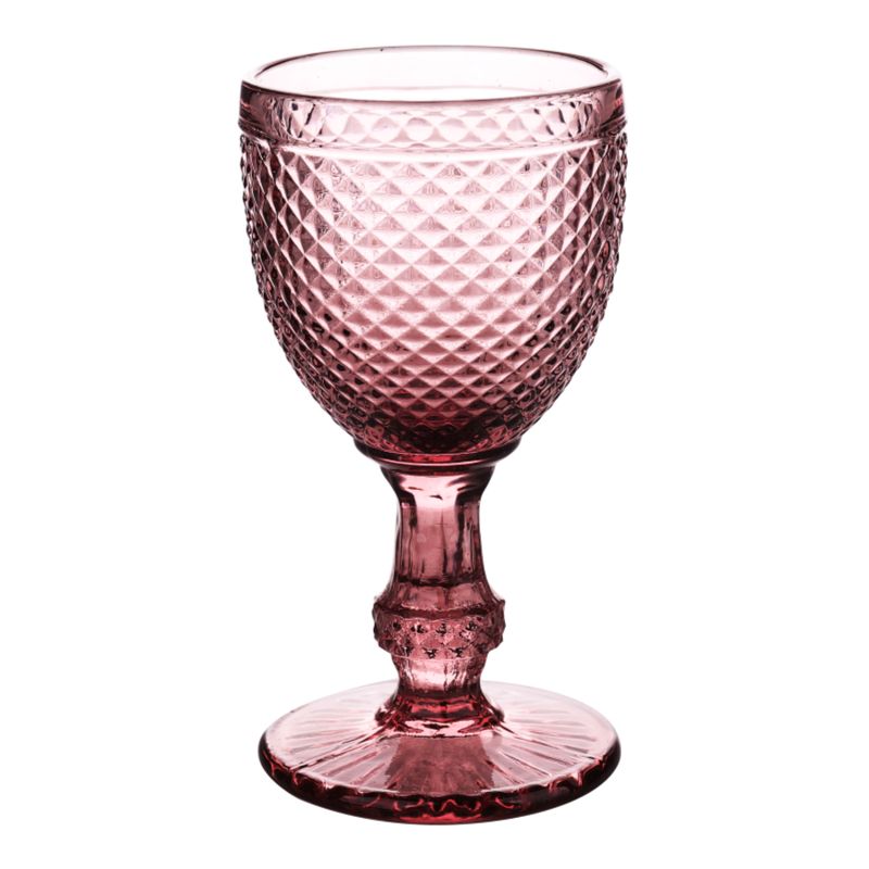 LUGANO - Set 4 Copas Vino 24cl Morado Mini Diamante Vidrio Lugano