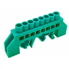 GENERICO - Regleta de Conexión Aislada a Riel DIN Verde 8 Polos