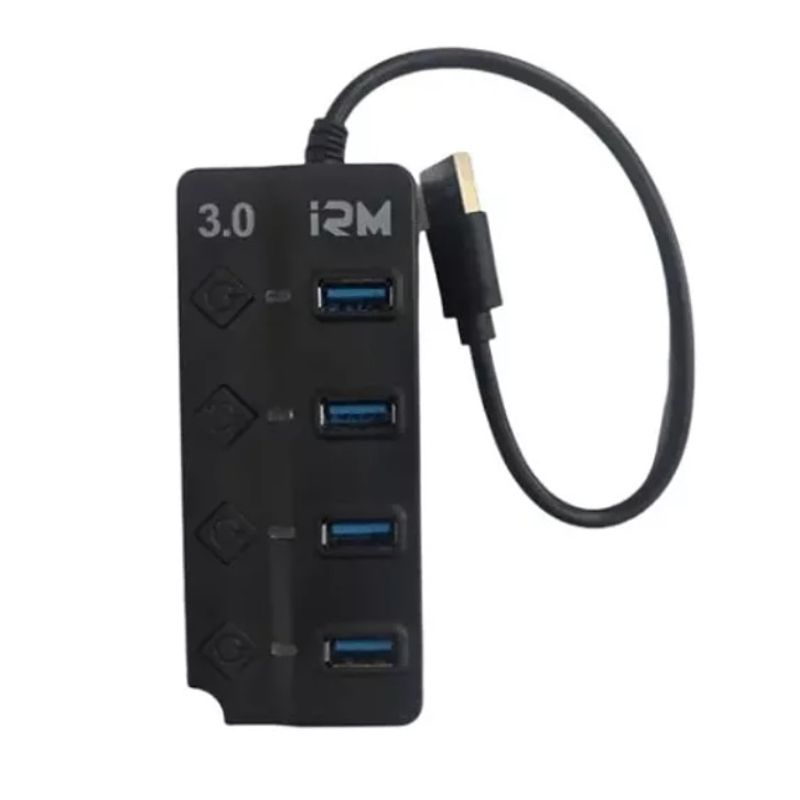 IRM - Hub Irm De 4 Puertos Usb 30 Con Interruptores Alargador