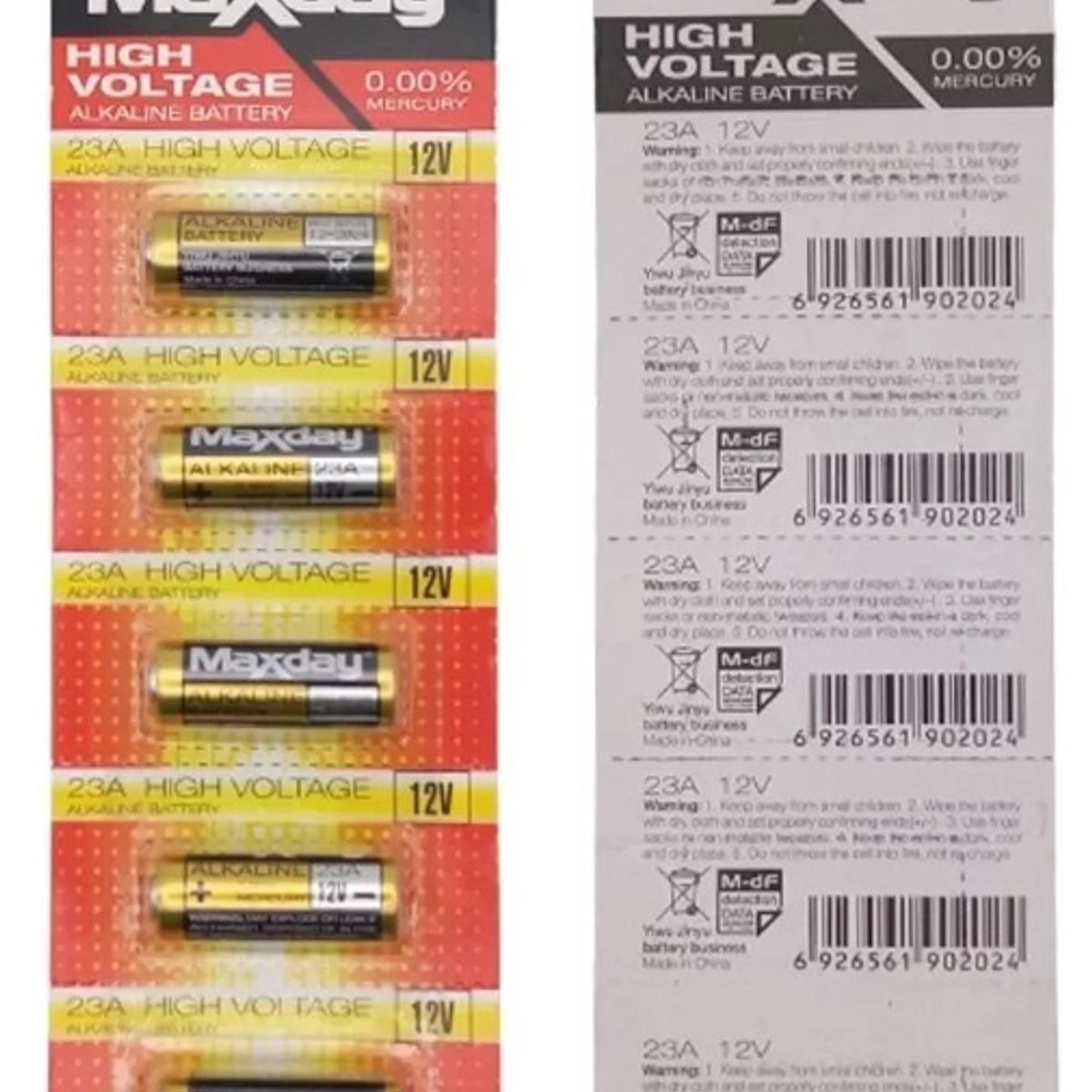MAX - Pack 5 Pila 23a Maxday A23 Alcalina Batería 12v High Voltage