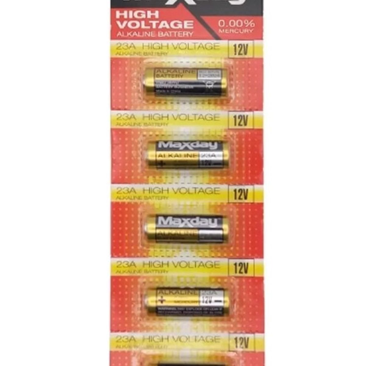 MAX - Pack 5 Pila 23a Maxday A23 Alcalina Batería 12v High Voltage
