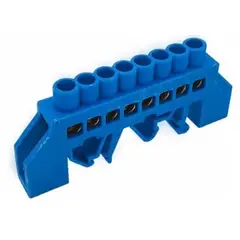 GENERICO - Regleta de Conexión Aislada a Riel DIN Azul 8 polos