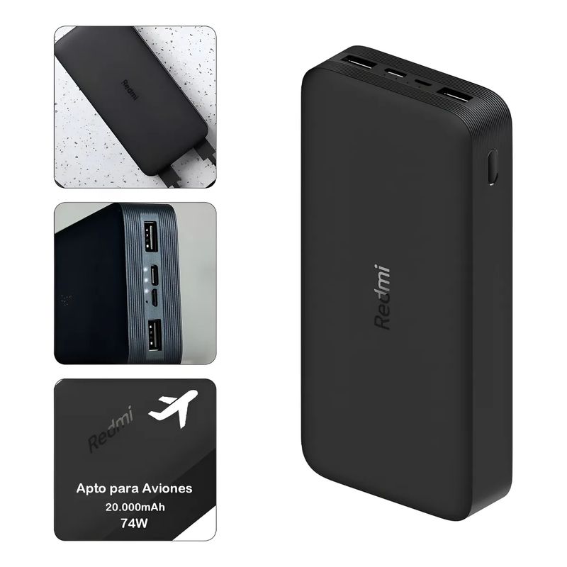 XIAOMI - Xiaomi Redmi Power Bank 20000 mAh 18W Carga Rapida