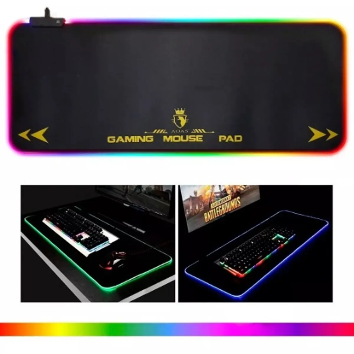 GENERICO - Mousepad Rgb Xl Aoas S4000 Waterproof 80x30cm - Mousepad Xl Color Negro
