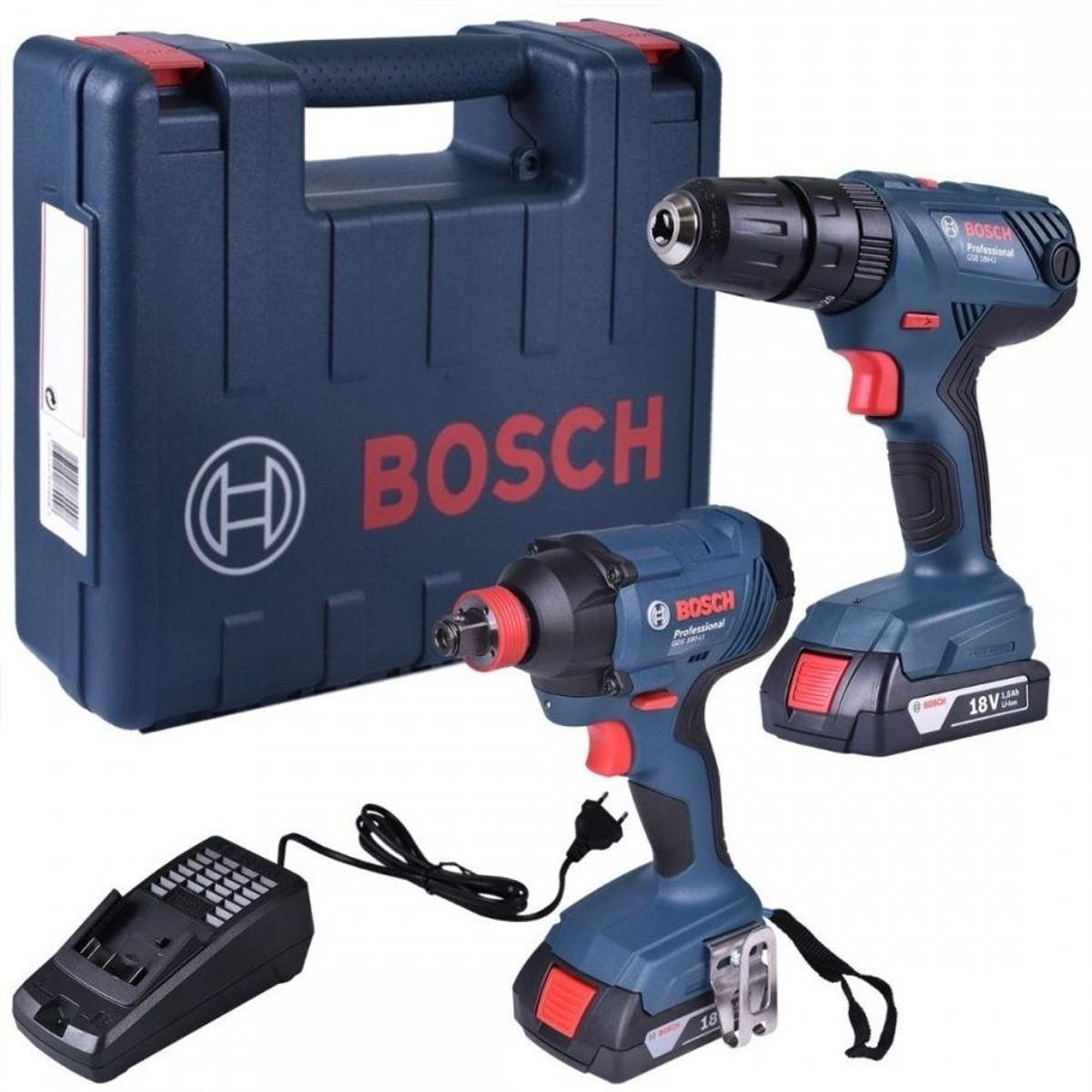 BOSCH - Kit Bosch Taladro Percutor GSB 18+ Llave de impacto GDX 180 +Maletín 06019G52E2