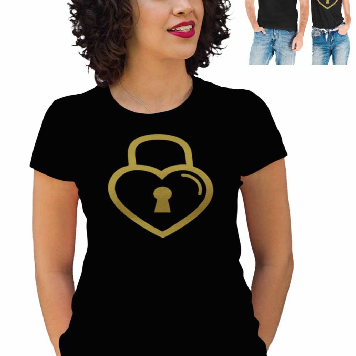 GENERICO - POLERA MUJER SAN VALENTIN DÍA DE LOS ENAMORADOS CORAZÓN CANDADO