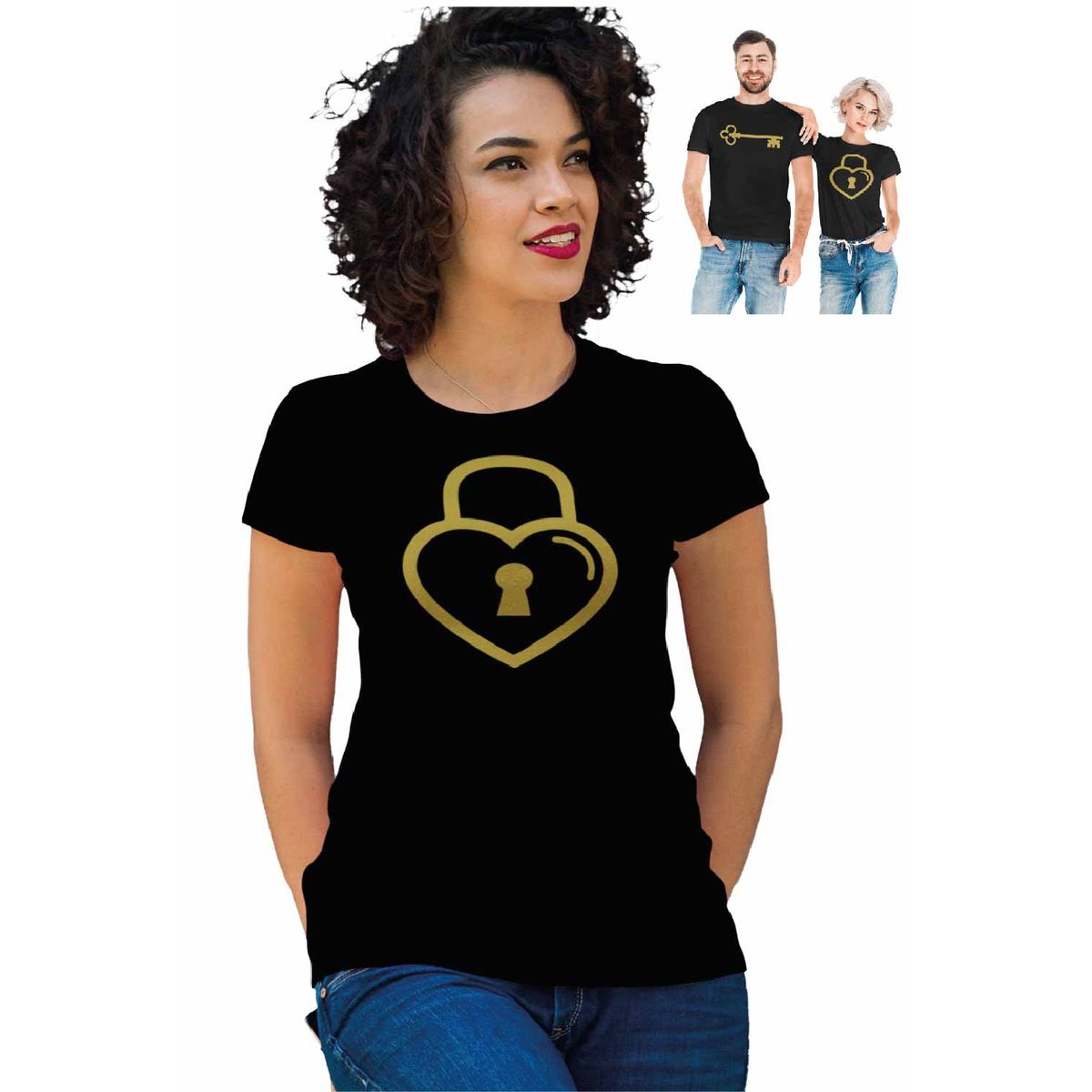 GENERICO - POLERA MUJER SAN VALENTIN DÍA DE LOS ENAMORADOS CORAZÓN CANDADO