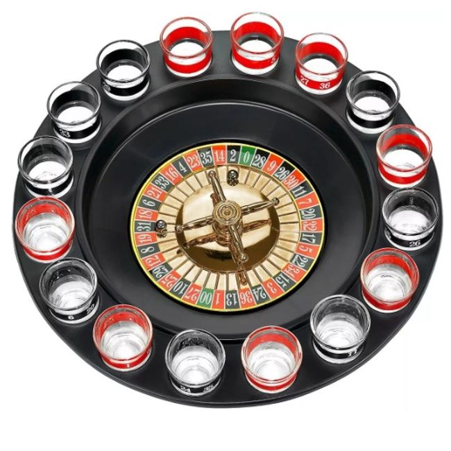 GENERICO - Juego Fiestas Ruleta Rusa Estilo Casino Beber Shots 16 Copas