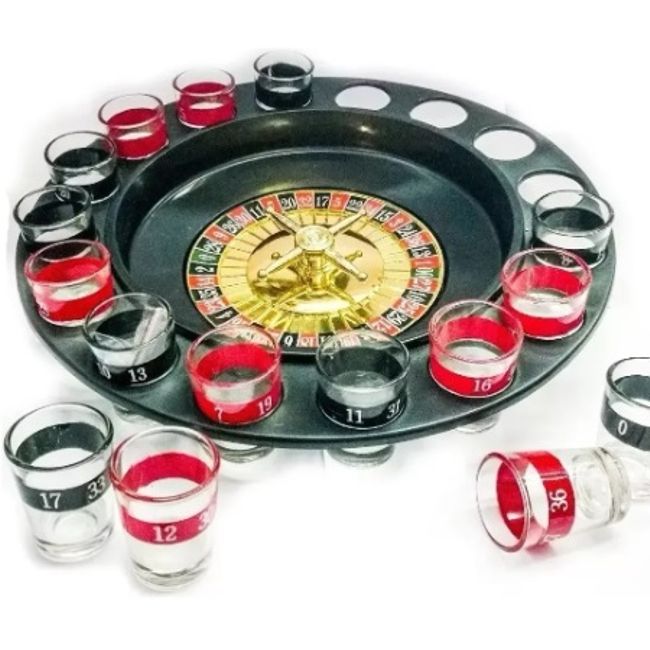 GENERICO - Juego Fiestas Ruleta Rusa Estilo Casino Beber Shots 16 Copas