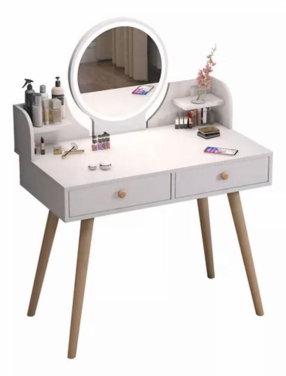 Tocador Con Espejo 2 Cajones 75x60x40 Diseno Elegante y Funcional