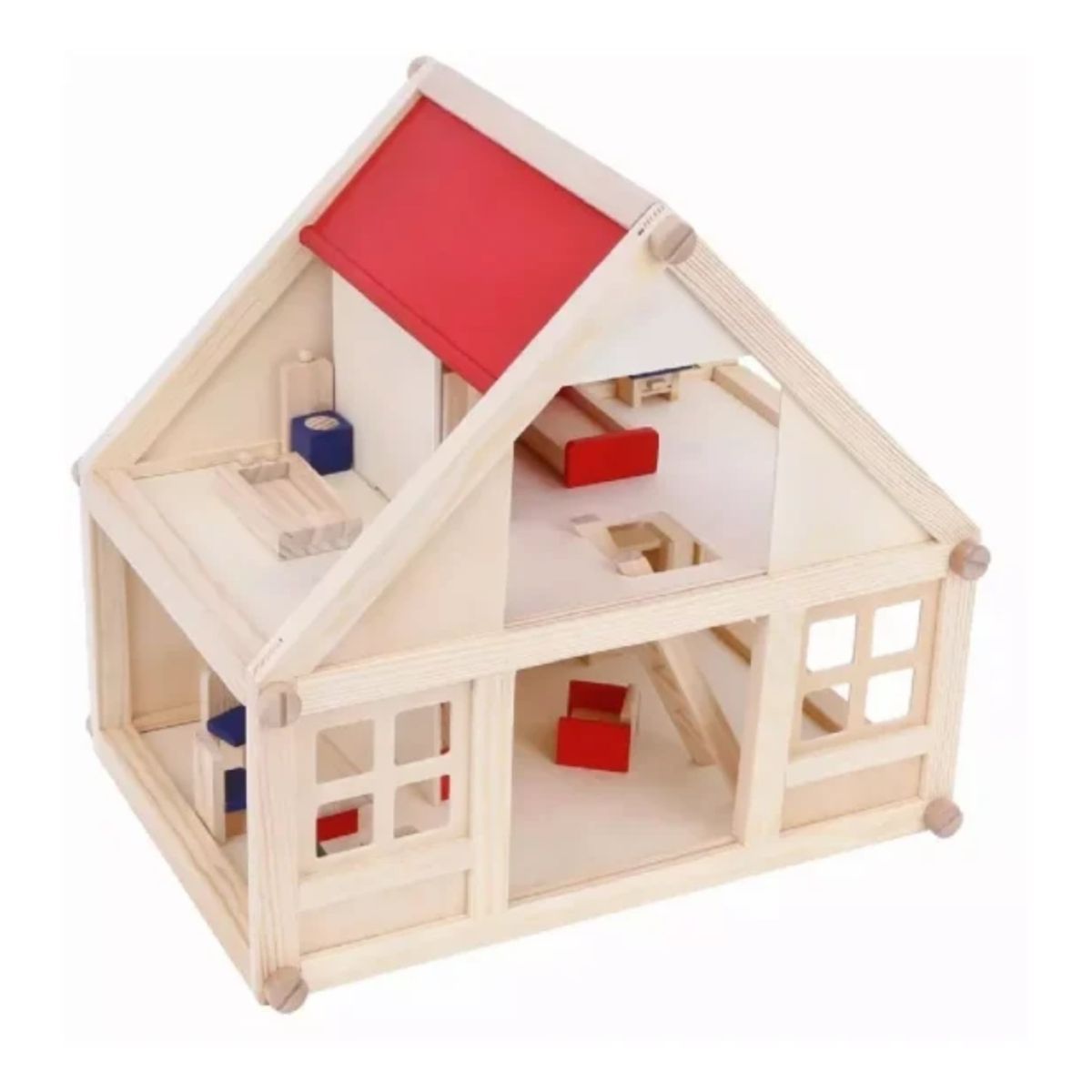 GENERICO - Casa De Muñecas De Madera Muebles Niñas + Set Familia Real