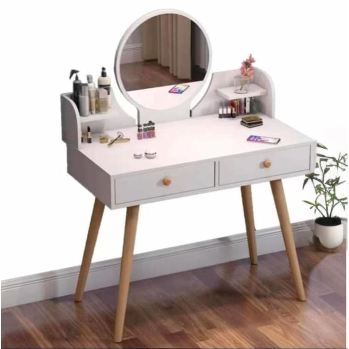 ACTUAL - Tocador Con Espejo 2 Cajones 75x60x40 Diseño Funcional Y Elegante