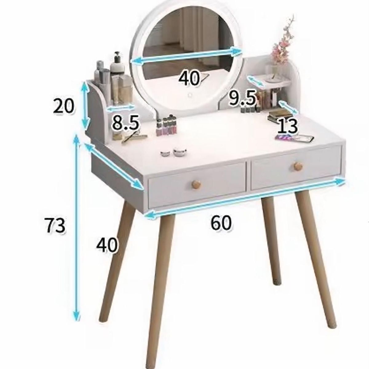 ACTUAL - Tocador Con Espejo 2 Cajones 75x60x40 Diseño Funcional Y Elegante