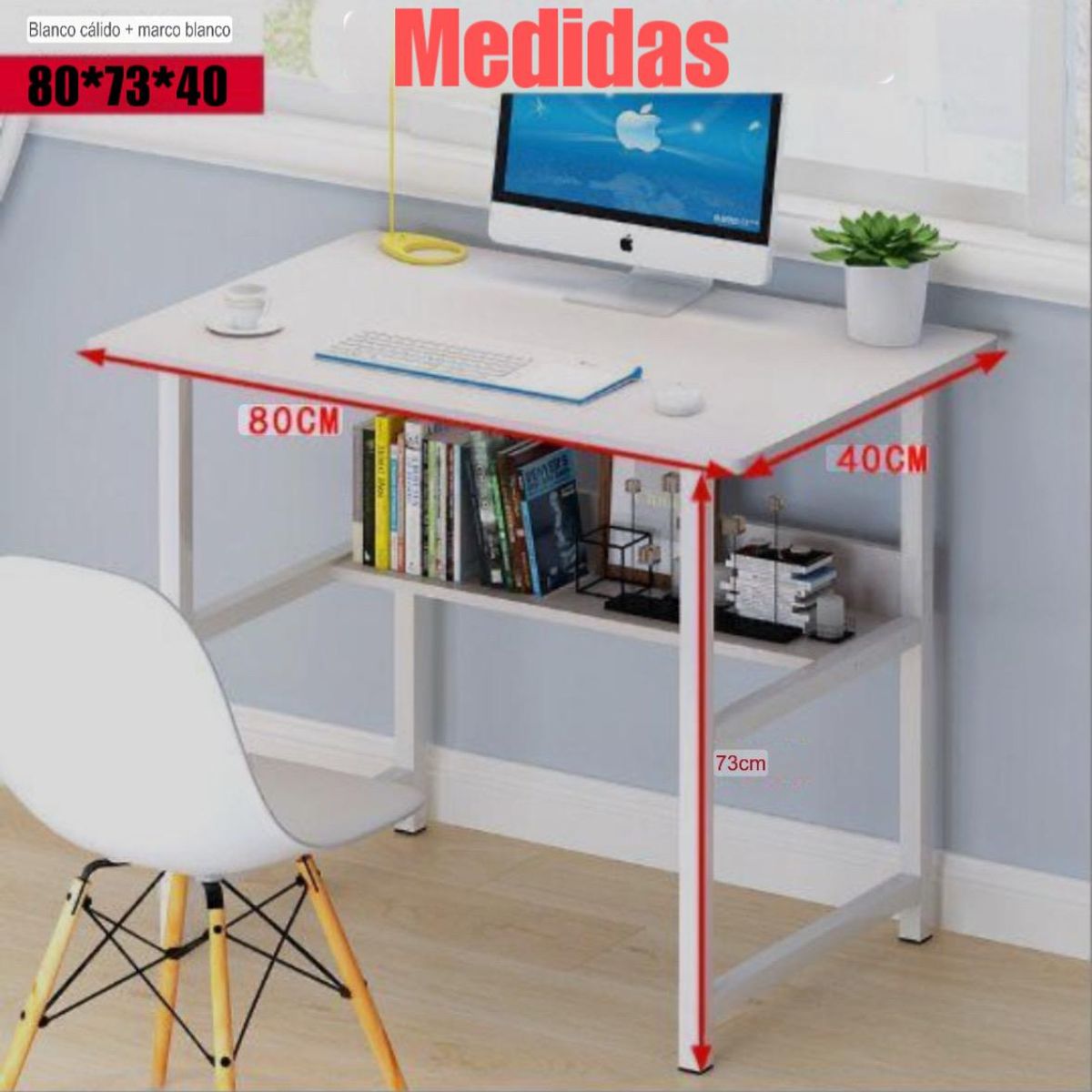 ACTUAL - Escritorio Multifuncional Blanco 80x73x40 Diseño Minimalista