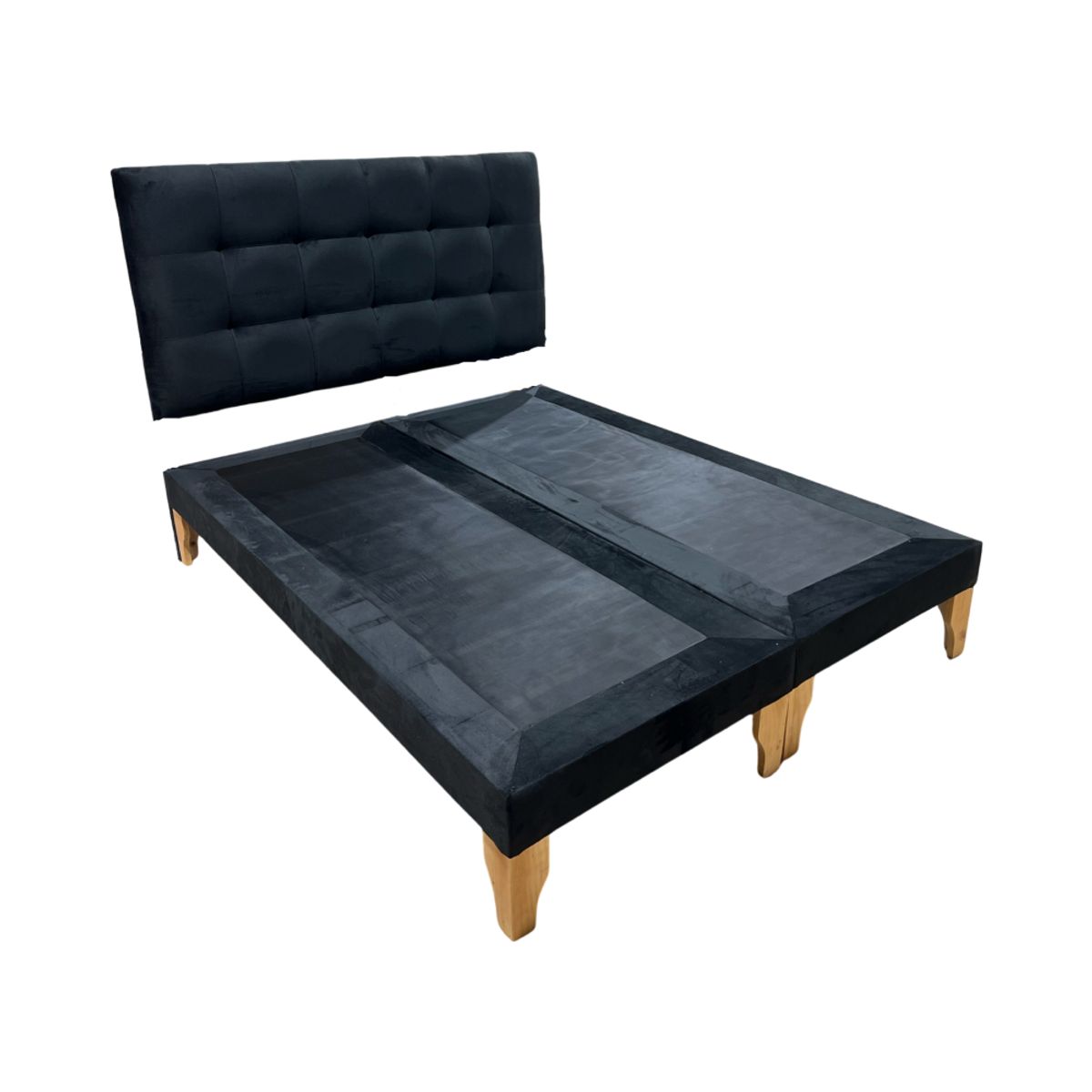 MUEBLES NEW - CAMA DOS PLAZA NEGRO FELPA.