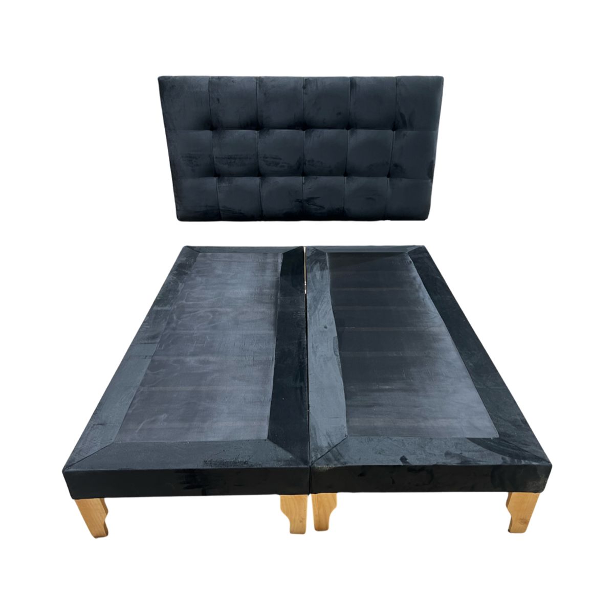 MUEBLES NEW - CAMA DOS PLAZA NEGRO FELPA.