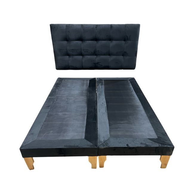 MUEBLES NEW - CAMA DOS PLAZA NEGRO FELPA.