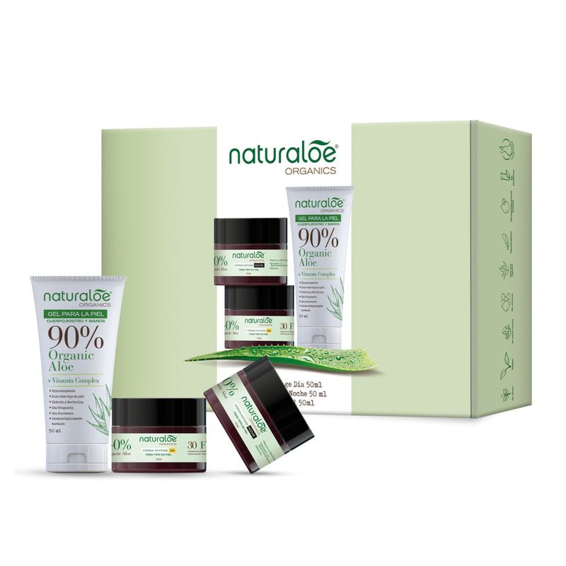NATURALOE - Set Naturaloe Crema de día + noche Antiage + gel de piel.-