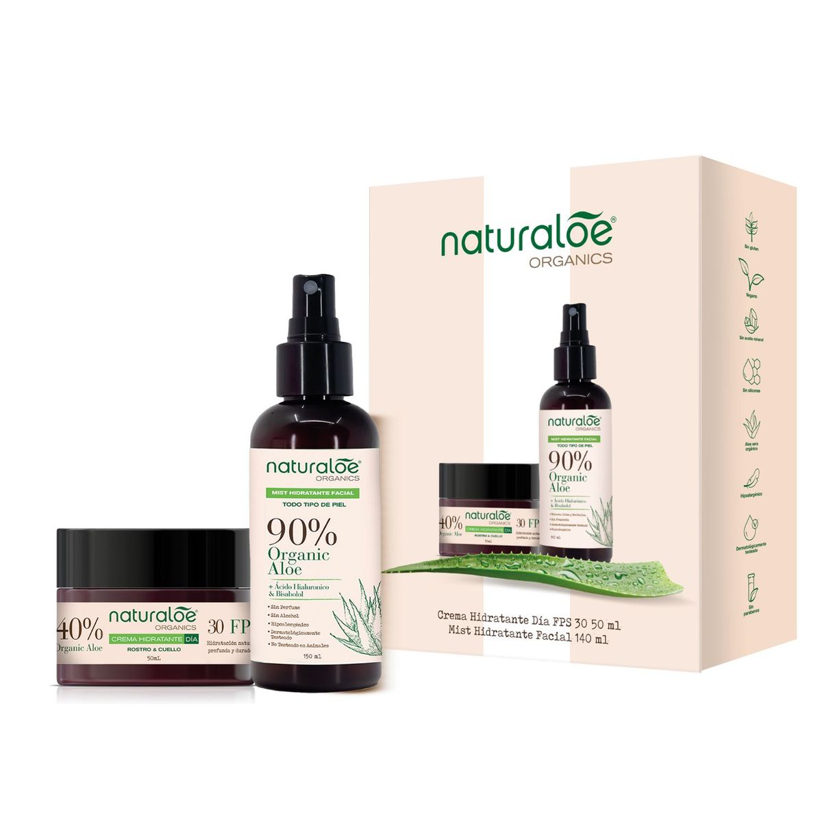 NATURALOE - Set Naturaloe Crema día 50ml + Mist 140ml