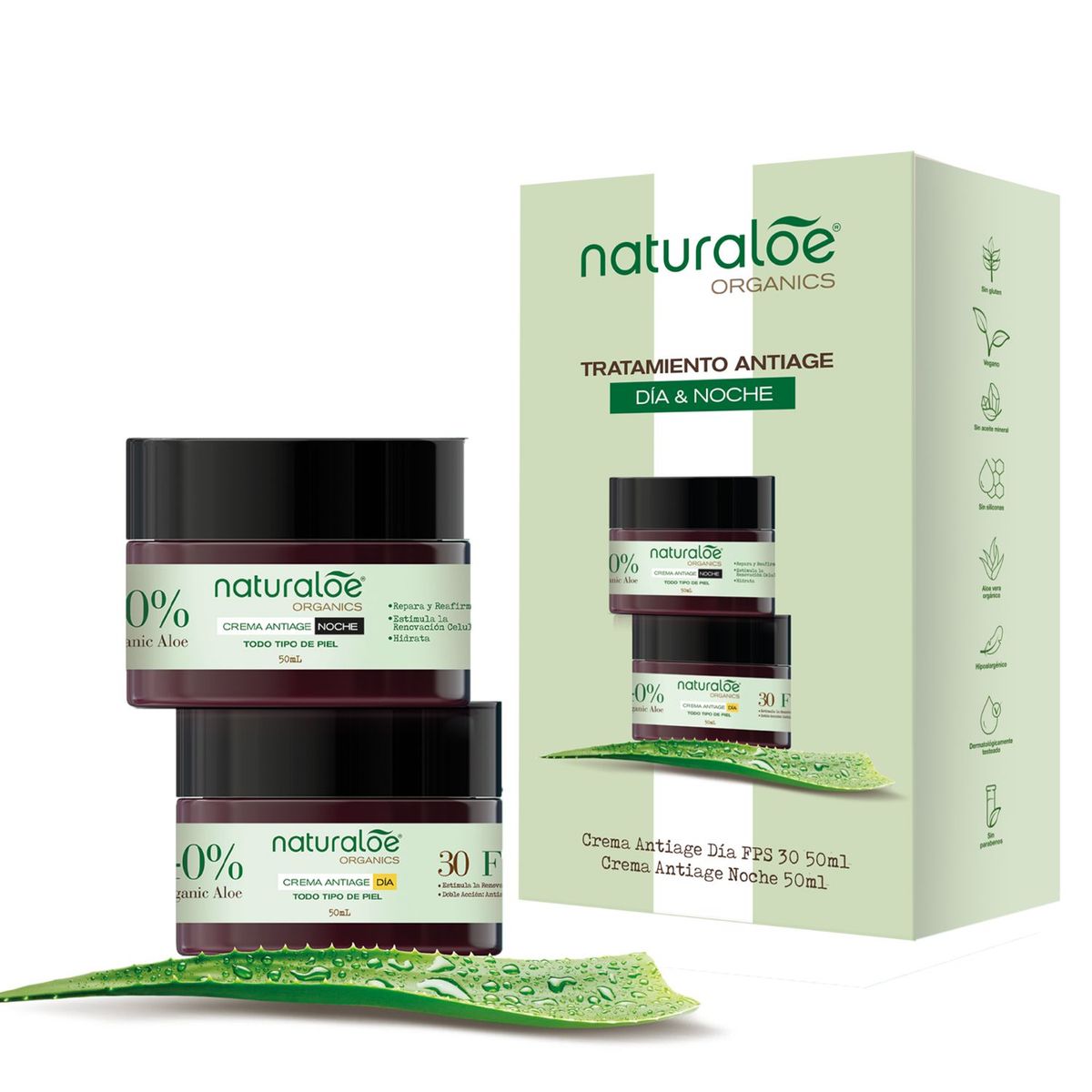 NATURALOE - Set Antiedad Naturaloe Crema día + Noche 50ml