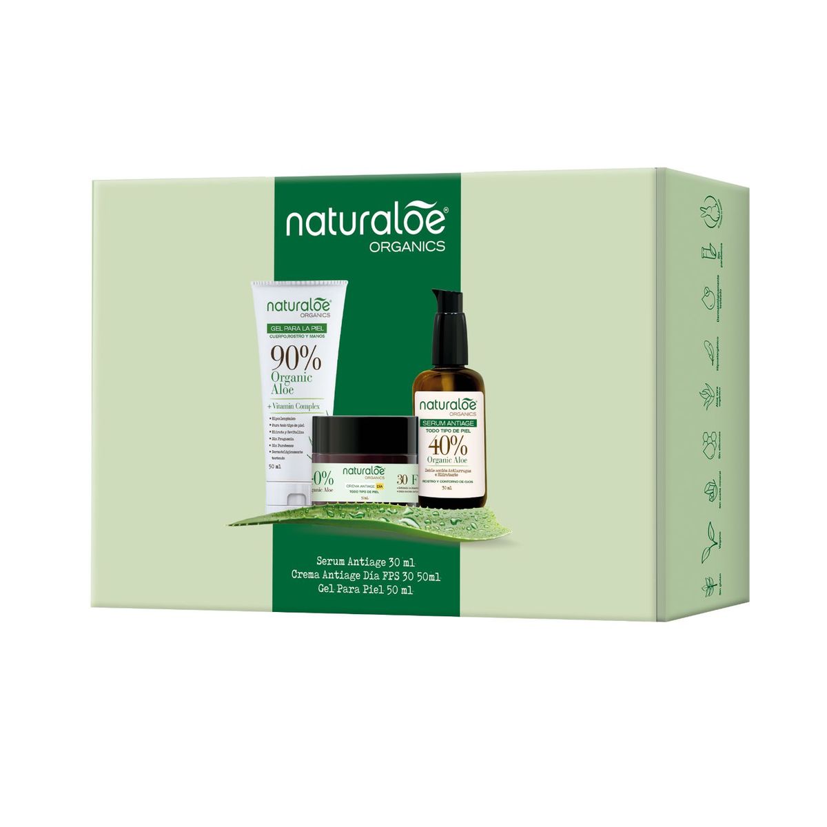 NATURALOE - Set Naturaloe Crema día antiage + Serum + Gel Puro Aloe
